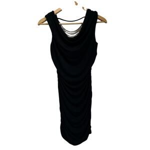 BCX Y2K Black Ruched Bodycon Mini Dress Clubwear 2000s Sz S